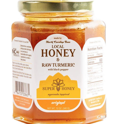 Turmeric Zone North Carolina Honey | Turmeric Honey with Black Pepper | Raw wildflower honey | GOTTOBENC | - 12 OZ 6 Pack