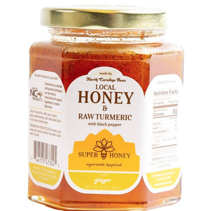 Turmeric Zone North Carolina Honey | Turmeric Ginger Honey with Black Pepper | Raw wildflower honey | GOTTOBENC | - 12 OZ 6 Pack