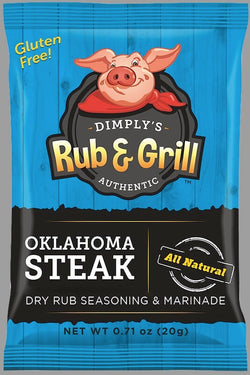 Mr. Kooks Dimply's Oklahoma Steak Dry Rub Seasoning & Marinade - 0.71 OZ 144 Pack