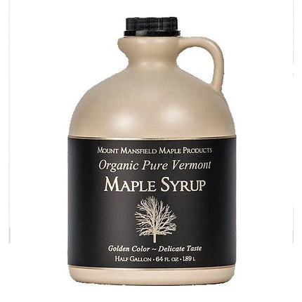 Mount Mansfield Maple Products Pure Organic Vermont  Maple Syrup - Grade A Golden Delicate - 0.5 GAL 6 Pack