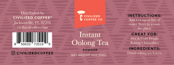 Civilized Coffee Instant Oolong Tea Powder - 4 OZ 12 Pack