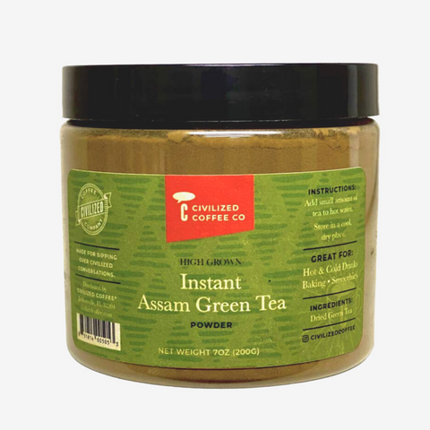 Civilized Coffee Instant Assam Green Tea Powder - 7 OZ 8 Pack