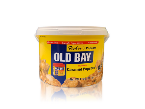 Fisher's Popcorn of Delaware Small Tub OLD BAY Caramel Popcorn - 11 OZ 24 Pack