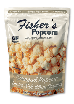 Fisher's Popcorn of Delaware Large Pouch Caramel Popcorn Dusted w/ White Cheddar - 10 OZ 12 Pack