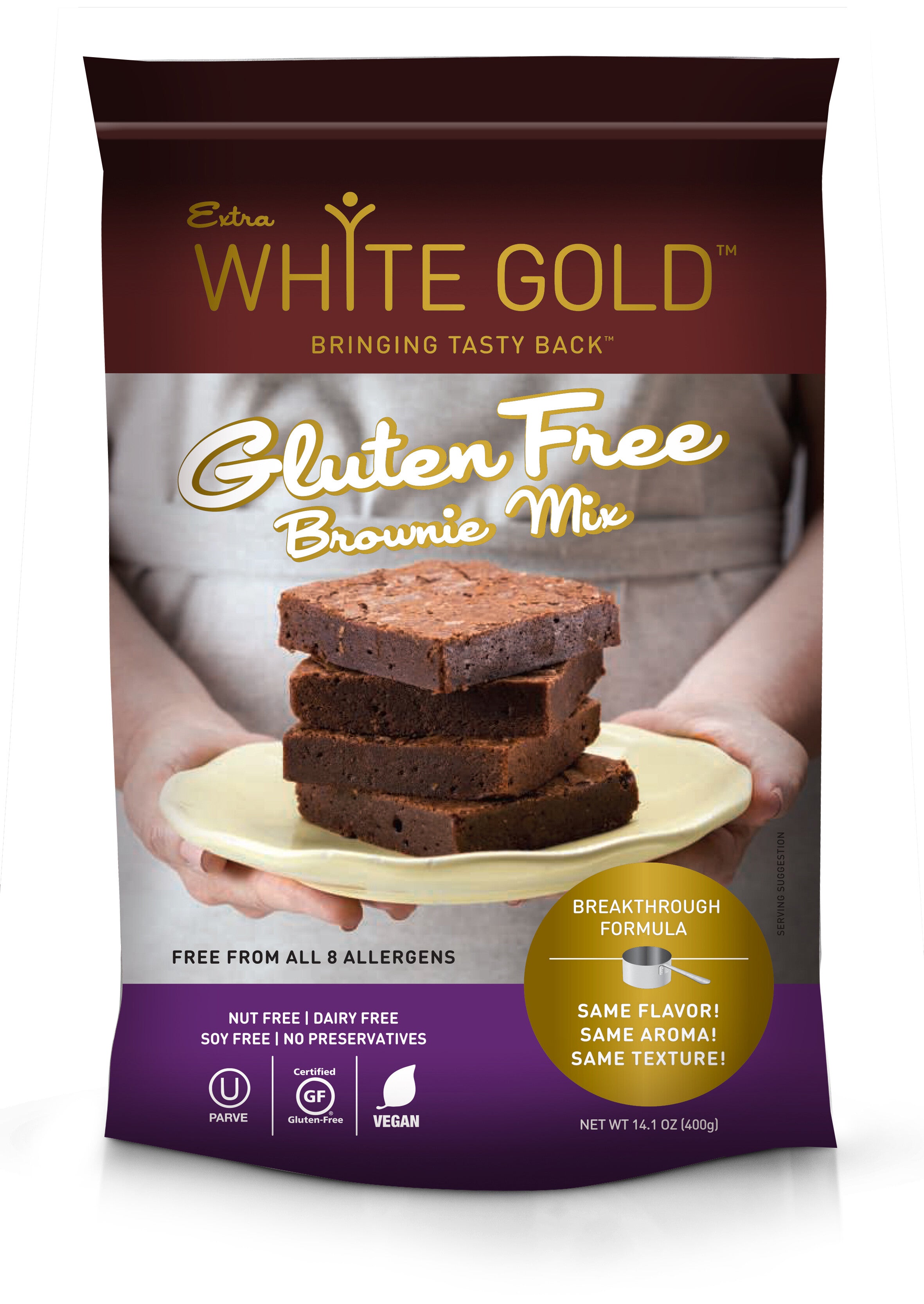 Extra White Gold Gluten Free Brownie Mix 14.1 OZ 12 Pack StockUpExpress