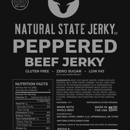 Natural State Jerky Peppered Beef Jerky - 3 OZ 10 Pack