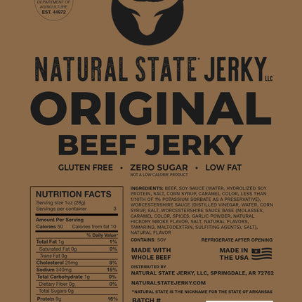 Natural State Jerky Original Beef Jerky - 3 OZ 10 Pack