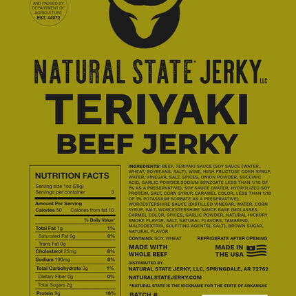 Natural State Jerky Teriyaki Beef Jerky - 3 OZ 10 Pack