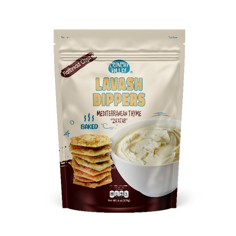 Jumbo Crunchy Valley Lavash Dippers Mediterranean Herbs (Za'atar) - 6 OZ 12 Pack