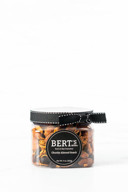 Bert's Bites Chunky Almond Snack, small gift jar - 9 OZ 6 Pack
