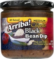 Riba Foods Arriba! Medium Fire Roasted Mexican Chipotle Black Bean Dip - 16 OZ 6 Pack