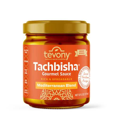 Tevony Mediterranean Sauces Tachbisha Gourmet Sauce - Rich & Spreadable - Mediterranean Blend - 6 OZ 12 Pack