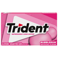 Trident Bubblegum Sugar Free - 14 CT 12 Pack
