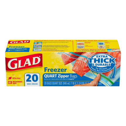 Glad Lock Storage Bags Freezer Quart - 20 CT 12 Pack