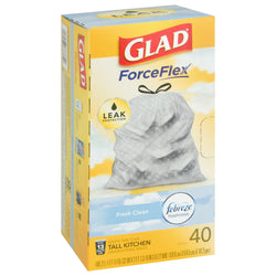 Glad ForceFlex Febreze Fresh Clean 13 Gallon Tall Kitchen Drawstring Bags - 40 CT 6 Pack