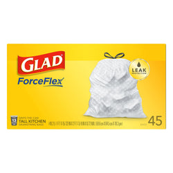Glad ForceFlex 13 Gallon Tall Kitchen Drawstring Bags - 45 CT 6 Pack