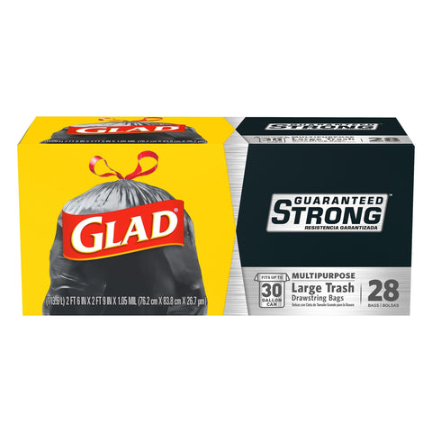 Glad 30 Gallon Large Trash Drawstring Bags - 28 CT 6 Pack