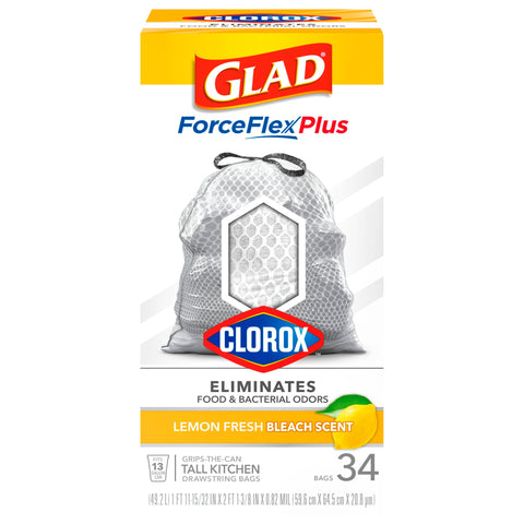 Glad Tall Kitchen Garbage Bags Lemon Fresh Scent - 34 OZ 6 Pack
