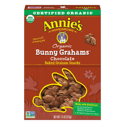 Annie's Homegrown Crackers Bunnies Grahams Chocolate - 7.5 OZ 12 Pack