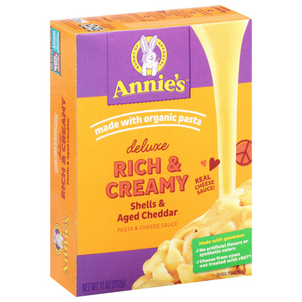Annie's Homegrown Pasta Organic Creamy Deluxe Shells & Real Aged Cheddar Cheese - 11 OZ 12 Pack