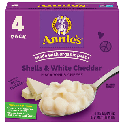 Annie's Shells & White Cheddar Macaroni & Cheese - 24 OZ 4 Pack