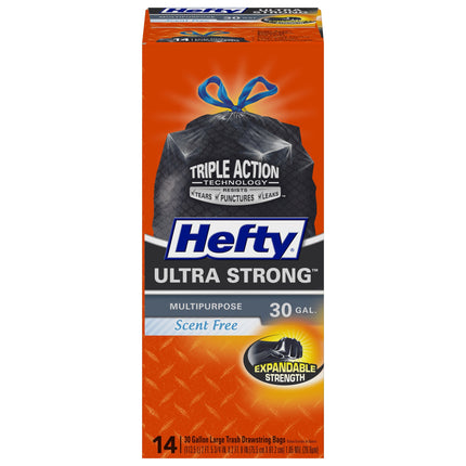 Hefty Ultra Strong 30 Gallon Large Trash Drawstring Bags - 14 CT 6 Pack