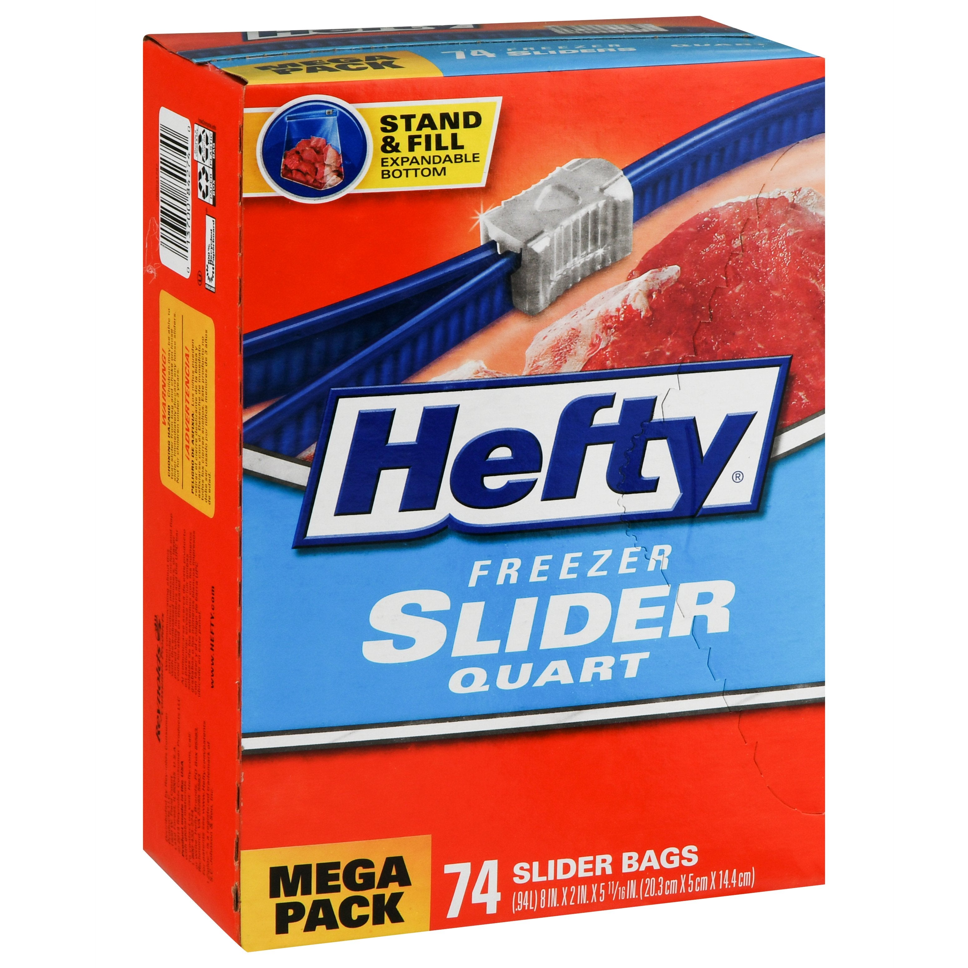 Hefty 1 Gal. Slider Freezer Bag Stand & Fill Expandable Bottom (10-Count)