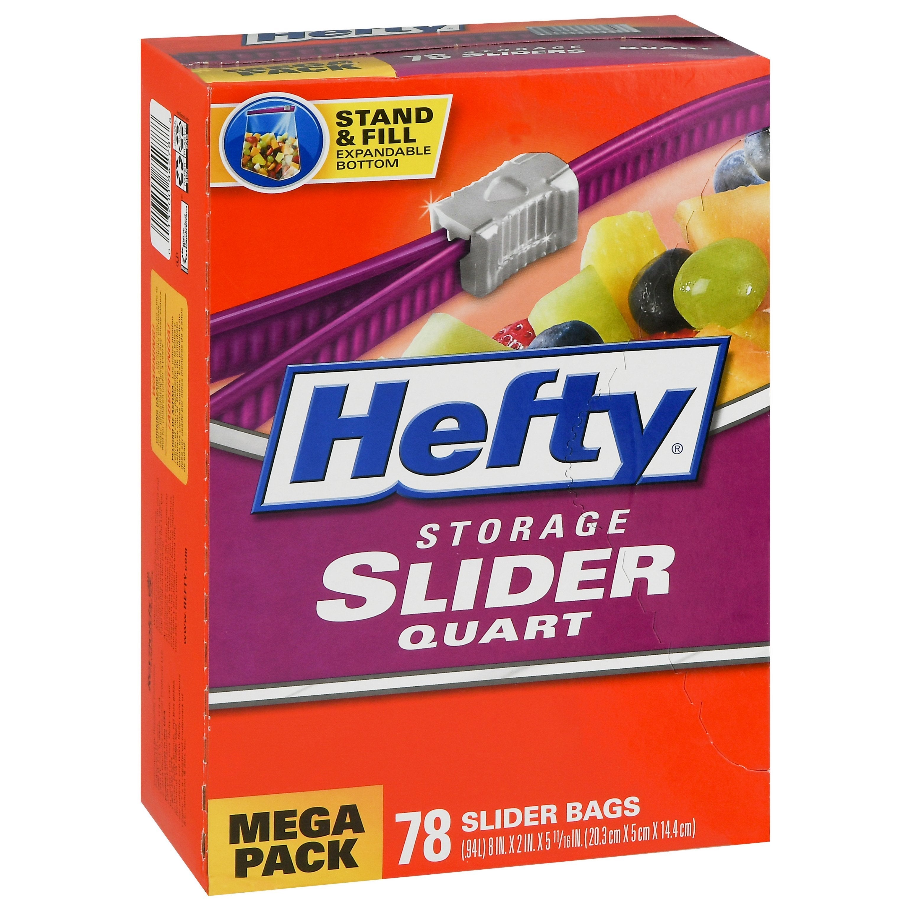 Hefty Slider Bags, Storage, Quart, Mega Pack - 78 bags