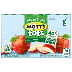 Mott's For Tots 40% Less Sugar Apple Juice Box - 54 FZ 4 Pack