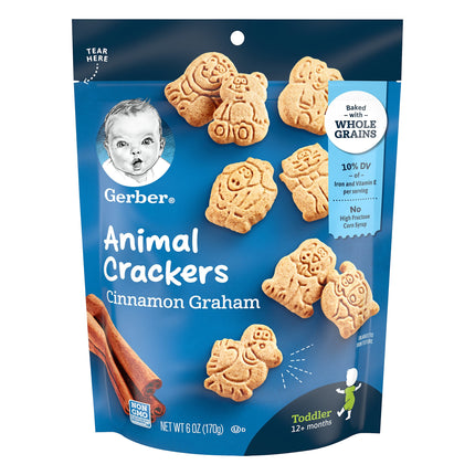 Gerber Graduates Animal Crackers Whole Grain Cinnamon Graham - 6 OZ 4 Pack