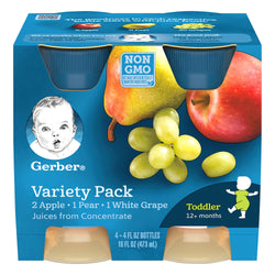 Gerber Juice Variety Fruit (Apple, Pear, & White Grape) - 16 FZ 6 Pack