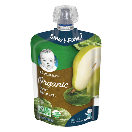 Gerber 2nd Foods Organic Pouch Pear Spinach - 3.5 OZ 12 Pack