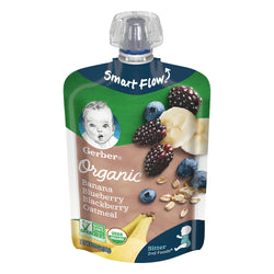 Gerber 2nd Foods Organic Pouch Banana Blueberry & Blackberry Oatmeal - 3.5 OZ 12 Pack