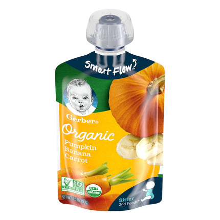 Gerber 2nd Foods Organic Pouch Pumpkin Bananas & Carrots - 3.5 OZ 12 Pack