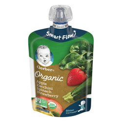 Gerber 2nd Foods Organic Pouch Apples Zucchini Spinach & Strawberries - 3.5 OZ 12 Pack