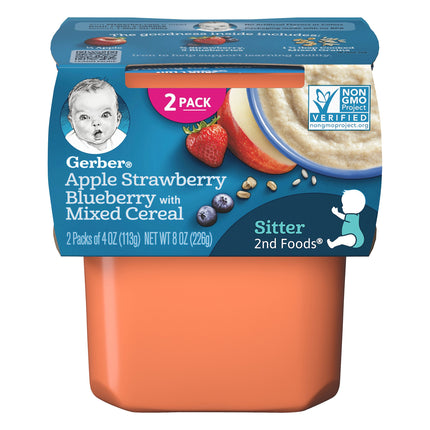 Gerber 2nd Foods Apple Berry With Mixed Cereal - 8 OZ 8 Pack