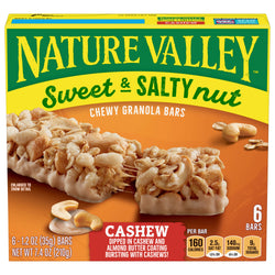Nature Valley Sweet & Salty Nut Chewy Cashew Granola Bars - 7.4 OZ 12 Pack