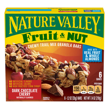 Nature Valley Fruit & Nut Chewy Trail Mix Dark Chocolate Cherry Granola Bars - 7.4 OZ 12 Pack