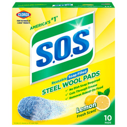 SOS Cleaner Pads Steel Wool Lemon - 10 CT 6 Pack