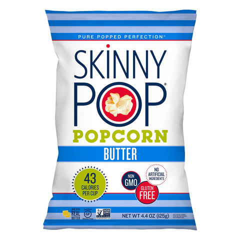 Skinny Pop Gluten Free Real Butter Popcorn - 4.4 OZ 12 Pack