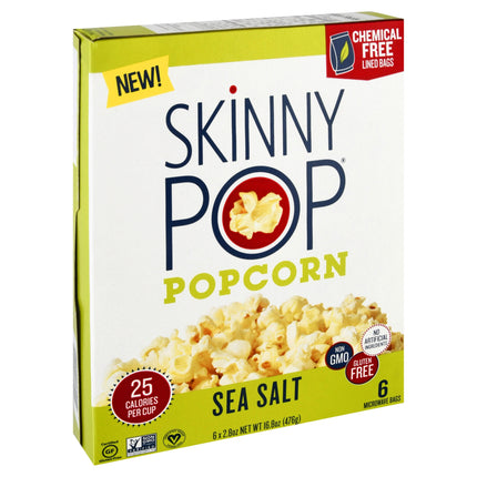 Skinny Pop Sea Salt Microwave Popcorn - 16.8 OZ 6 Pack