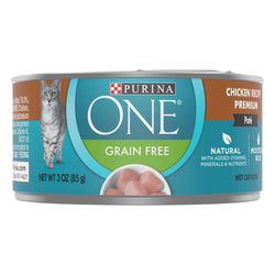 Purina One Cat Food Can Premium Pate Chicken Grain Free - 3 OZ 24 Pack
