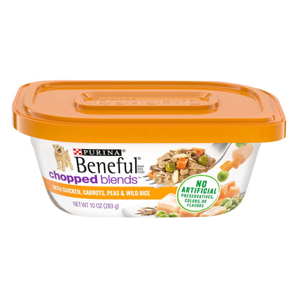Purina Beneful Chopped Blends With Chicken Carrots Peas & Wild Rice - 10 OZ 8 Pack