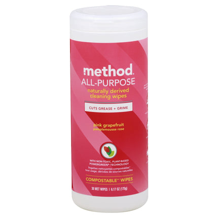 Method Wipes All-Purpose Pink Grapefruit - 30 CT 6 Pack
