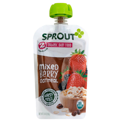 Sprout Organic Stage 2 Mixed Berry Oatmeal Baby Food - 3.5 OZ 12 Pack