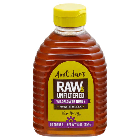 Aunt Sue's Honey Wildflower Raw & Unfiltered - 16 OZ 8 Pack
