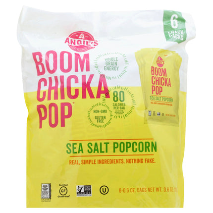 Angie's Boom Chicka Pop Gluten Free Sea Salt Popcorn 6 Bags - 3.6 OZ 4 Pack