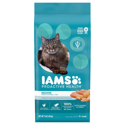 Iams Indoor Weight & Hairball Care - 7 LB 4 Pack