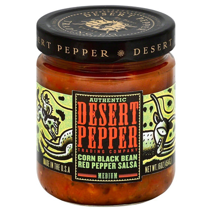 Desert Pepper Corn Black Bean Red Pepper Salsa Medium - 16 OZ 6 Pack