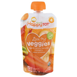 Happy Tot Organic Love My Veggies Carrot, Banana, Mango & Sweet Potato - 4.22 OZ 16 Pack